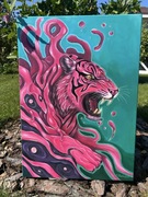 OBRAZ AKRYLOWY RĘCZNIE MALOWANY TYGRYS NOWY 70x50cm