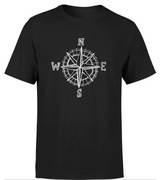 Koszulka męska T-shirt XL czarna nadruk róża wiatrów