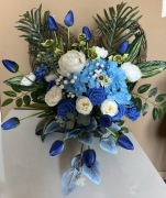 Kompozycja/wiązanka nagrobna chabrowa (blue)