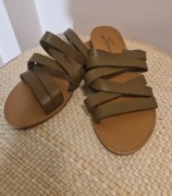 BUTY damskie klapki ze skóry khaki marki Seven7 rozmiar 40 25,5 cm.