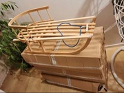 Sanki drewniane i metalowe z oparciem 