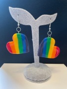 Kolczyki handmade masa fimo tęczowe serca