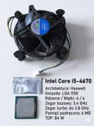 Procesor Intel Core i5-4670 + Chłodzenie + Pasta Termoprzewodząca