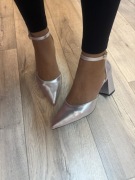 (39/40) Srebrne czółenka wieczorowe z zapięciem, Nowe