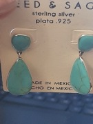 Kolczyki srebrne 925 z turkusem z Mexico