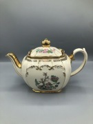 Dzbanek do herbaty Sadler vintage, porcelana, dekor kwiatowy lata 40