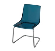 KRZESŁO IKEA TOBIAS niebieskie przezroczyste elastyczne chromowane nogi