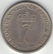 Norwegia 1 korona krone 1957 - 25 mm - nr 4
