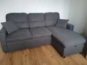 Kanapa Sofa Narożnik Rozkładana 205 x 135 cm sztruks Z pojemnikiem