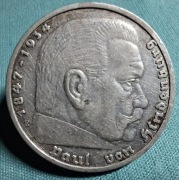 Moneta srebrna Niemcy 5 Marek Hindenburg 1939 E