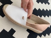 Nowe skórzane espadryle biało złote  r.41