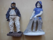 Dwie śliczne, duże figurki - szyper i rybak