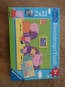 Puzzle Ravensburger 2 x 12  Świnka Peppa Pig Nowe Prezent Święta Urodziny 