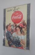 Reprint plakatu reklamowego Coca Coli z lat 50-tych XX w w ramce; UNIKAT!