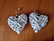 dekoracyjne zawieszki * białe wiklinowe serca