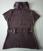 długi damski sweter tunika golf krótki rękaw XL mo