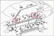 MERCEDES W124 KLIPS SPINKA MOCOWANIE GÓRNE LISTWY SZEROKIEJ ZEWNĘTRZNEJ