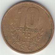 Kostaryka 10 colones colonów 1995 23,5 mm