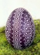 PISANKA KROSZONKA WIELKANOC RĘKODZIEŁO HANDMADE JAJO GĘSIE FIOLETOWE #2