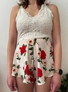 Kombinezon letni krótki w kwiaty oversize kombinezonik jumpsuit Shein S 36