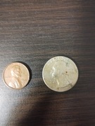 Moneta Quarter Dollar 1965 oraz One cent 1971