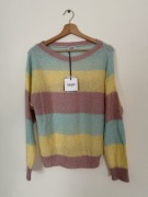 NOWY sweter Liu Jo w pastelowe paski z brokatem, rozmiar M/L, z metkami