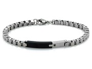 Bransoletka stalowa dla mężczyzny z czarną blaszką