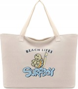 TORBA PLAŻOWA Z ZAMKIEM NA RAMIĘ XXL JANSBEN ŻÓŁW