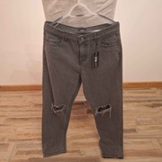 Szare jeansy z dziurami na kolanach - 274