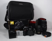 Lustrzanka Nikon D3300 + dwa obiektywy + dwa aku + karta 32 GB + torba