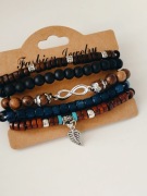 Dwa zestawy bransoletek etnicznych Boho retro vintage drewniane 