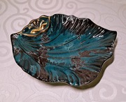 Patera ceramiczna złocona liść
