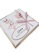 Kartka w pudełku Urodziny Chrzest Chrzciny Komunia boho róż różowa kwiaty 