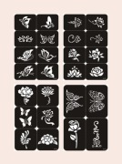 SZABLON DO TATUAŻU MOTYLE KWIATY 4 ARKUSZE 