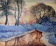 Obraz akrylowy " Pejzaż zimowy"