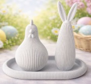 Ozdoba wielkanocna – Kurczak, Zając i podstawka | Nowoczesny styl | Druk 3D