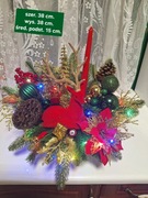 Stroik Świąteczny bożonarodzeniowy,  renifer flokowany lampki 