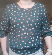 Boden bluzka damska butelkowa zieleń kwiatki wiskoza M 38 L 40 zielona