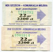 Bilety MZK, ZKM  Szczecin - 22gr/2200zł, warianty
