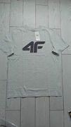 Nowy! Oryginalny 4F T-shirt XL męski jasno szary z dużym czarnym logo 