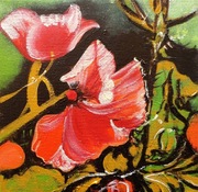 Maki, 15 cm x 15 cm, obraz olejny na płótnie