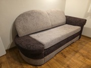 Rozkładana sofa kanapa tapczan w odcieniach brązu i beżu