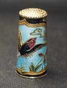 Naparstek kolekcjonerski z emalii komórkowej long tall ptak #1