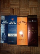 Butelki po whisky single malt, brandy itp+pudełka 4szt