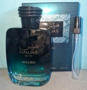 Rasasi Hawas Malibu świeże letnie perfumy świetne parametry Perfumetka 10ml