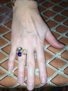 Pierścionek damski trzy oczka złoty