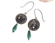 METALOPLASTYKA I SREBRO OKSYDOWANE RÓŻE TURKUS AUTORSKIE NOWE KOLCZYKI