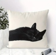 Minimalistyczna poszewka na poduszkę czarny kot 40x40, 45x45, 50x50, 60x60