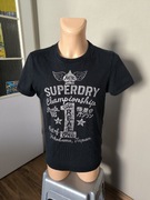 Superdry t-shirt męski M ciemny granat nadruk 