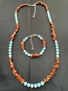 Biżuteria. Naszyjnik i bransoletka. Piasek pustyni - 67cm - rękodzieło